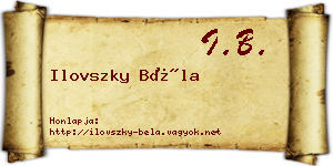 Ilovszky Béla névjegykártya